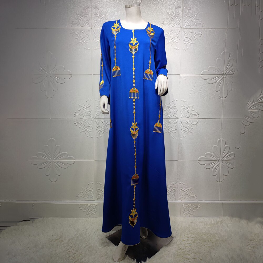 Aovica  2022 Muslim Fashion Abaya Dubai Woman Jalabiya Turkey Long Sleeve Dresses Ankara Dashiki Embroidery Attire Islamic Clothing