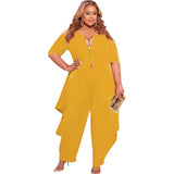 Aovica Plus Size Jumpsuit Women Casual Loose Hollow Out Sleeve Zip Up One Piece Outfit Summer Romper Tracksuit Wholesale Dropshipping