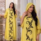 Aovica  Eid Mubarak Abayas For Women Muslim Fashion Hooded Dress Embroidery Elegant Gowns Vetements African Boubou Caftan Marocain