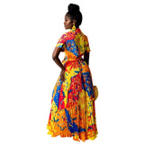 Aovica 2 Pieces Set  Summer Fashion Women Set 2023 Female Tops Floral Print Short Sleeve Shirt Elastic Waist Long Maxi Skirts