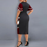 Women's Dress Plus Size Party Dresses For Women 2023 Summer Geometric Print Layered Short Sleeve Elegant Evening Midi Dress 5XL