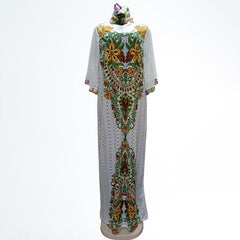 Aovica  Dashiki African Dresses For Women Traditional Floral Embroidered Lace Dress Plus Size Boubou Party Hippie Clothing Long Robe