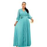 Aovica Plus Size Dresses For Women 2023 Evening Party Long Chiffon Dress With Belt Elegant Maxi Dress