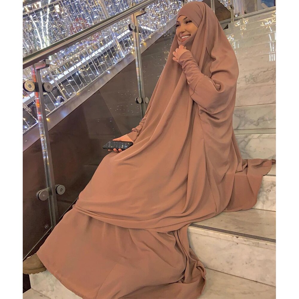 Aovica  Ensemble Femme Musulmane Dubai Turkish Women Khimar 2023 Aid Moubarak Abaya Burka Hijab Dress Islam Prayer Clothing Djellaba