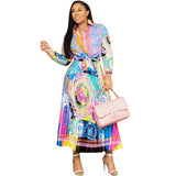 Two Piece Sets Women Long Sleeve Shirt And Long Skirts Suits Flower Print Tops Vintage Skirt Sets For Elegant Women's Sets 2 Pcs