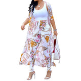 Aovica Summer 2 Piece Set Women Cardigan Long Trench Tops And Bodycon Pant Suit Casual Clothes Boho  Two Piece Outfits 2023