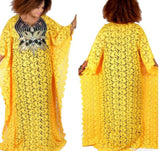 Aovica  Plus Size Long African Dresses For Women Dashiki Fashion Water-Soluble Lace Loose Skirt With Beaded Embroidery Boubou Africain