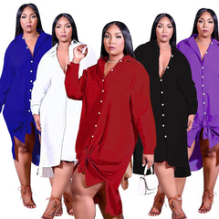 2023 Hot Sale Vintage Fashion Women Long Shirt Dress High Quality Lady Clothes Vintage Chic  Dress Women Shirts Blouses