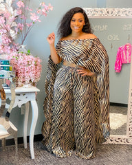 Aovica 2 Piece Set Women Africa Clothes African Dashiki New Fashion Two Piece Suit Long Tops And Wide Pants Party Plus Size For Lady