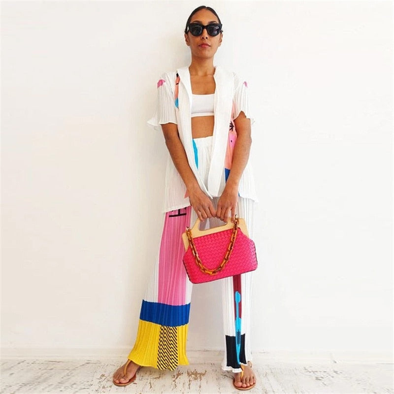Aovica Two Piece Set Women Summer Short Sleeve Shirt Tops And Pant Suits 2023 Streetwear Casual Sets Outfits