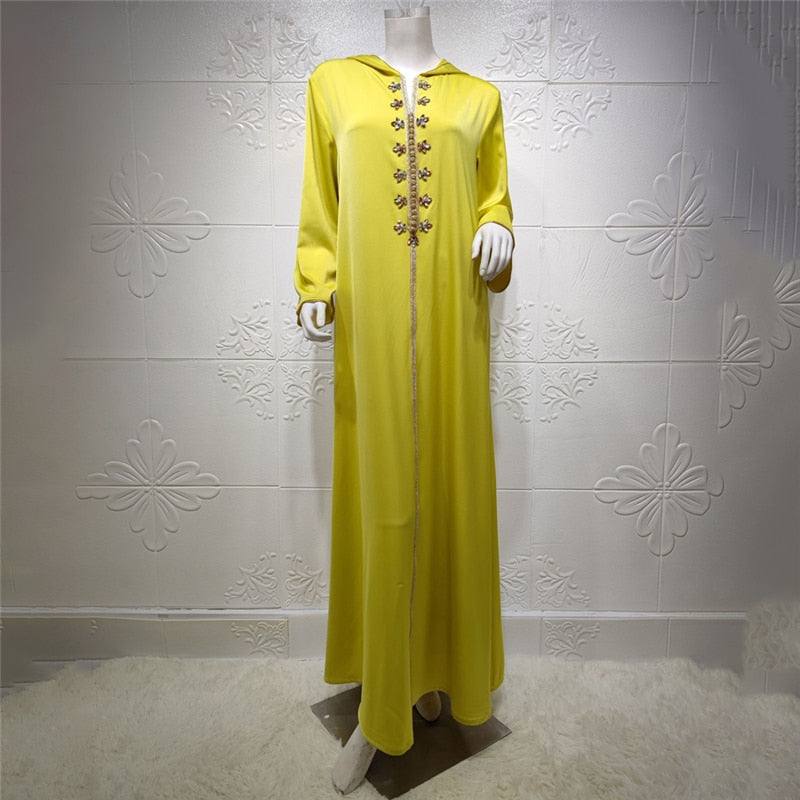 Aovica  Elegant Lady Islamic Clothing Abaya Dubai Turkey Muslim Hooded Dress Women Moroccan Caftan 2022 Eid Mubarak Djellaba Femme