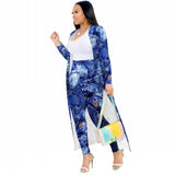 Spring Autumn 2 Piece Set Women Cardigan Long Trench Tops And Bodycon Pant Suit Casual Clothes Boho  Two Piece Outfits 2023