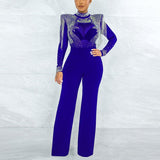 Aovica  Jumpsuits 2023 New Arrivals Women Transparent Diamond Tassel High Waisted Elegant Evening Night Party Club Rompers Jumpsuit