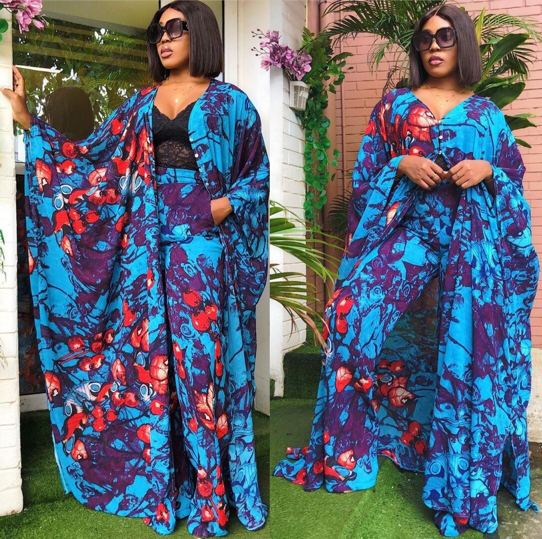 Aovica 2 Piece Set African Dresses For Women Plus Size Loose Dress + Pants Dashiki Clothes Africa Bazin Riche Robe Africaine Femme