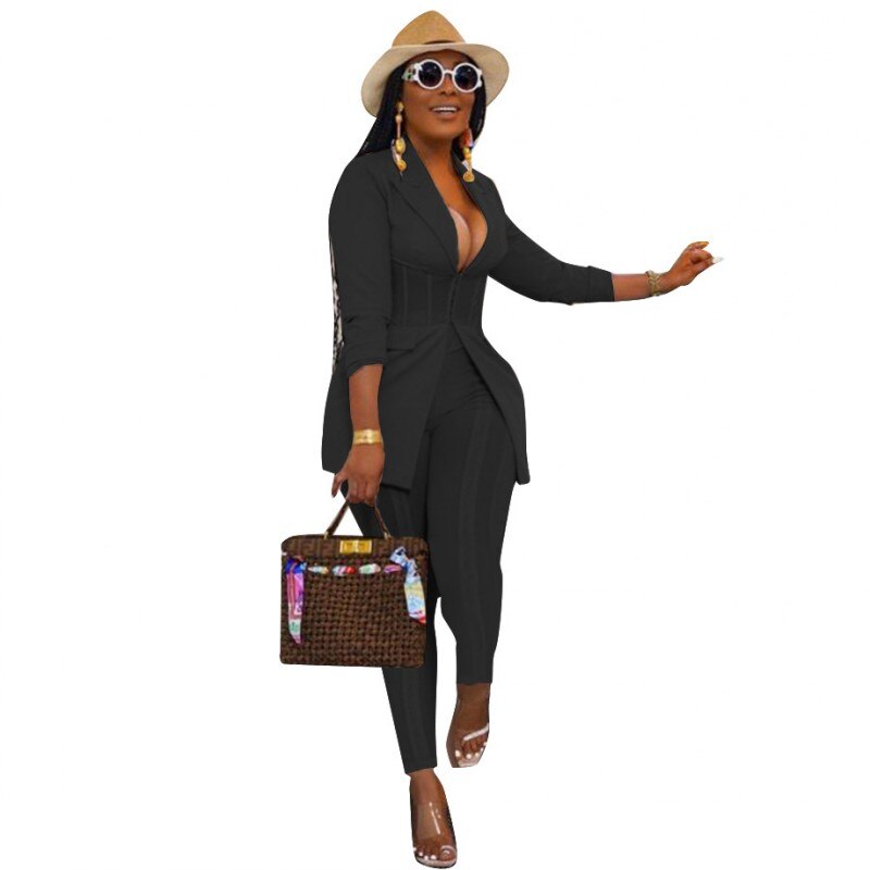 Spring Autumn Women Business Suit Two Piece Set Casual Corset Suit Coat Blazers And Pants Business Office Outfits Matching Sets