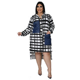 Aovica New Plus Size Dresses Women 2022 Wholesale Buttons Casual Long Sleeve Loose Office Lady Plaid Shirt Midi Dresses Dropshipping