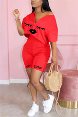 Casual 2 Piece Set Women Tracksuit Summer Outfits Loose Top Biker Shorts Sweat Suits Lounge Wear Two Piece Matching Sets