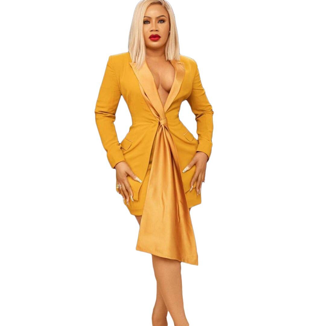 Aovica 2 Piece Set Autumn Winter African Women Sets Solid Long Sleeve Blazer Jacket Skirt Suits Office Lady Outfits Matching Sets