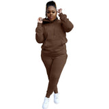 Aovica Plus Size Costumes Winter Tracksuit Long Sleeve Hoodie And Pants Womens Two Peice Sets Jogger Outfits
