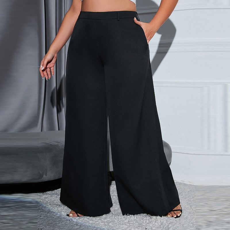 Plus Size Trousers Women's Clothing High Waist Wide Leg Pants 2023 Fashion Casual Loose Large Size Mopping Long Wide Leg Pants