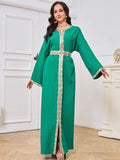 Aovica Plus Fashion Evening Dresses For Women Satin Abaya Dubai Turkey Islam Arabic Muslim Dress Robe Djellaba Femme