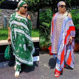 Aovica  African Traditional Dashiki Print Dress Pants 2 PCS Set Plus Size Boubou For Women Chiffon Outfits Vestido Africano Mujer