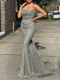 Aovica 2023 Party Dress Summer Sparkly Bodycon Women Sleeveless Trumpet Dress Floor Length Backless Fairy Prom Gown