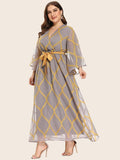 Aovica Women Plus Size Large Maxi Dress 2022 New Summer Elegant Ramadan Long Sleeve Abaya Muslim Party Evening Festival Clothing
