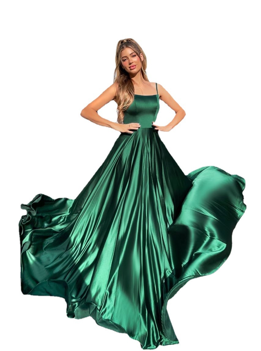 Aovica Bridesmaid Frock New Women Backless Satin Wedding Evening Party Dress Strapless Luxury Gown Fiesta