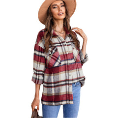 Aovica Classic Plaid Woman Jacket Fall Winter Casual Long Sleeve Couple Jackets Office Lady Korean Coats Women  11 Color