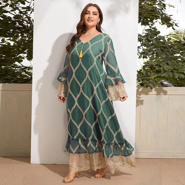 Aovica  Women Plus Size Maxi Dresses 2022 Spring Large Long Abaya Casual Elegant Evening Party Festival Muslim Oversized Clothing