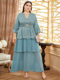 Aovica  Women Elegant Large Plus Size Maxi Dress 2022 Slim Matching Oversized Long Evening Party Muslim Turkish Festival Clothing