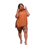 Aovica Plus Size Shorts Sets Two Piece Women Summer Loose Crop Top and Leopard Short Leggings Jogging Tracksuit Wholesale Dropshipping