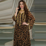 Aovica  2022 Eid Mubarak Abaya Dubai Turkey muslim Leopard Print Dress Caftan Marocain Djellaba Femme Loose Big Boubou Robe Musulmane