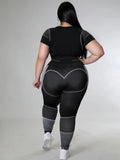 Aovica Plus Size Women Clothing Tracksuit Top And Pant Two Piece Sets Gym Joggers Black Sport Outfits