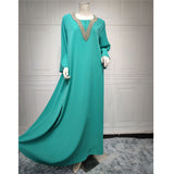 spring dresses for women 2023 Fashion Diamonds Button Decoration Long Sleeve Party Prom Dress Ramadan Muslim Women Maxi Vestidos