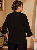 Aovica Solid Black Fashion Plus Size Women Causal Large Shirt 2023 Summer Lady Big Suit Outwear Solid Clothing Office Outfits