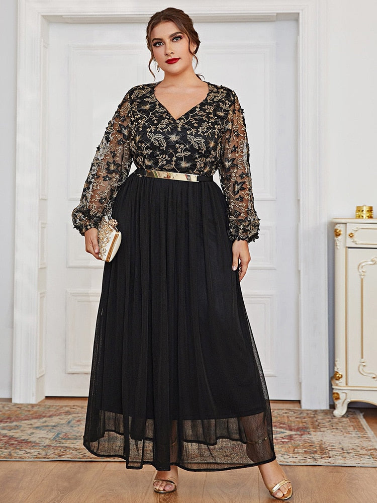Aovica  2022 Spring Plus Size Women Maxi Dresses Large Luxury Designer Chic Elegant Oversized Long Muslim Evening Party Clothing