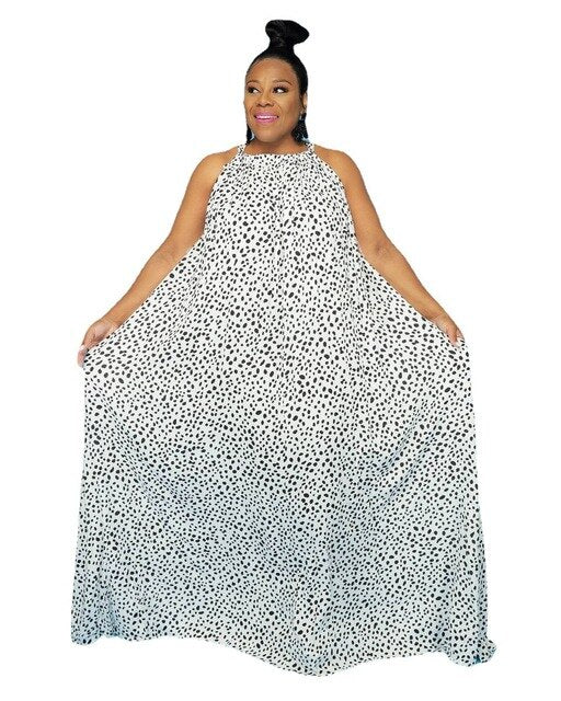 Aovica Summer Dress 2023 Sleeveless Long Maxi Dresses For Women Leopard Print  Halter Plus Size Evening Clothing Backless