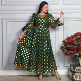 Aovica  Polka Dot Print Kaftan Dress Bohemian Chiffon Abayas Dubai Arabic Turkish Islamic Clothing Robe Femme Musulmane Eid Mubarak