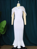Plus Size Dresses Pure White Evening Dress Large Size Creative Hanging Shoulder And Waist Banquet Heroine Fishtail Dress