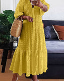 Aovica 2023 Women Shirt Dress  V Neck Button Half Sleeve Long Dresses Bohemian Vestidos Plus Size 5XL Elegant Robes