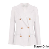 Aovica 2022 Elegant Women Blazer Sets Buttons White Wide Leg Pant Suits Fashion Professional Party Office Business Outfits Single Pack