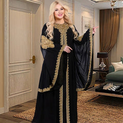 Aovica Plus Fashion 2 Piece Sets Abayas For Women Dubai Luxury Black Boubou Muslim Fashion Dress Caftan Marocain Wedding Party Occasions Djellaba