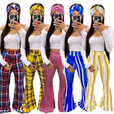 Aovica 3 Piece Sets Women Outfit  Bodycon Matching Set Crop Top Flared Pants Scarf Joggers Tracksuit Fall Clothes Wholesale Dropshpping