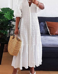 Aovica 2023 Women Shirt Dress  V Neck Button Half Sleeve Long Dresses Bohemian Vestidos Plus Size 5XL Elegant Robes