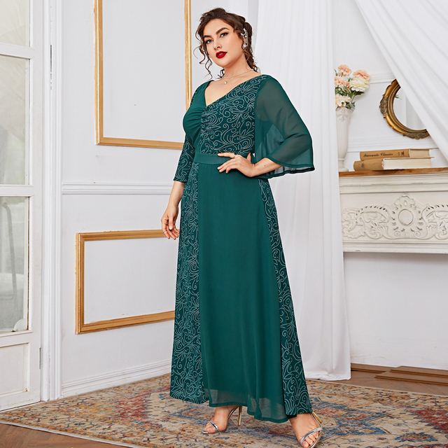 Aovica  Women Plus Size Large Maxi Dresses 2022 Spring Green Long Casual Elegant Evening Party Oversized Muslim Festival Clothing