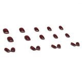 Aovica- 24Pcs Shiny Short Square False Nail With Sticker Wine Red Classic French Artificial Fake Nails DIY Full Cover Tips Manicure Tool