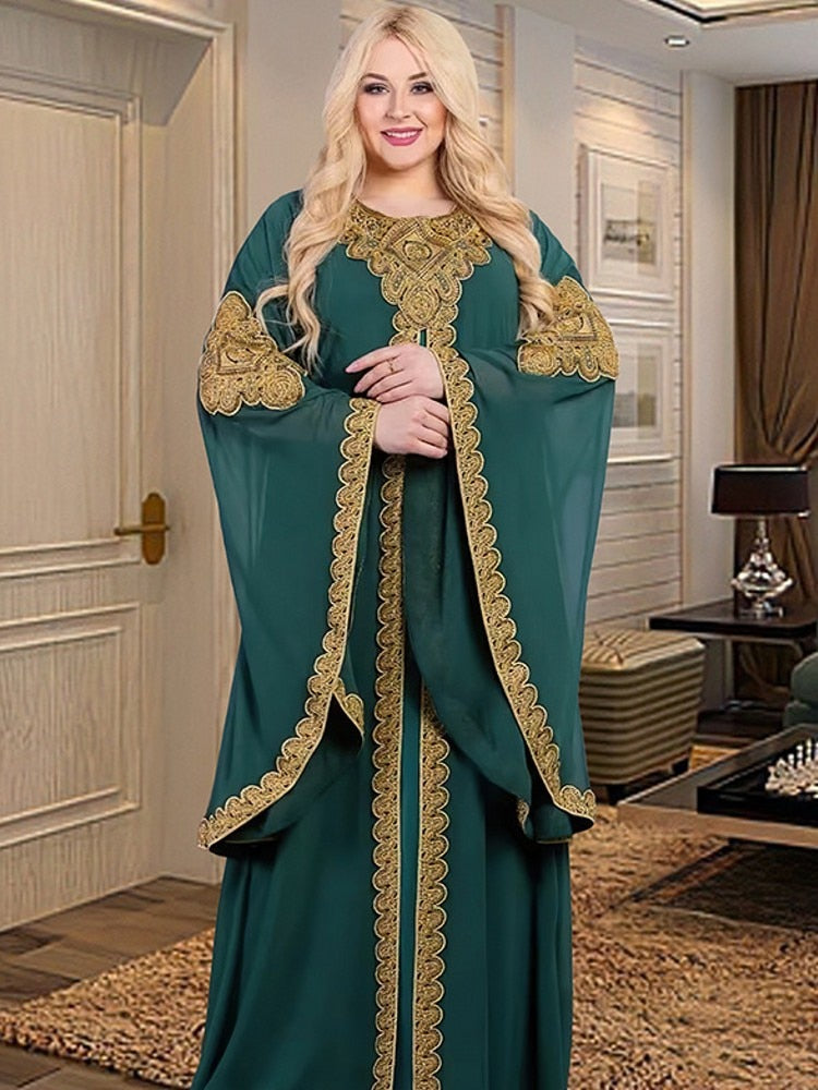 Aovica Plus Fashion 2 Piece Sets Abayas For Women Dubai Luxury Black Boubou Muslim Fashion Dress Caftan Marocain Wedding Party Occasions Djellaba