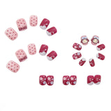 Aovica- 24Pcs Short Square False Nail With Sticker Fancy Cartoon Artificial Fake Nails DIY Full Cover Tips Manicure Tool